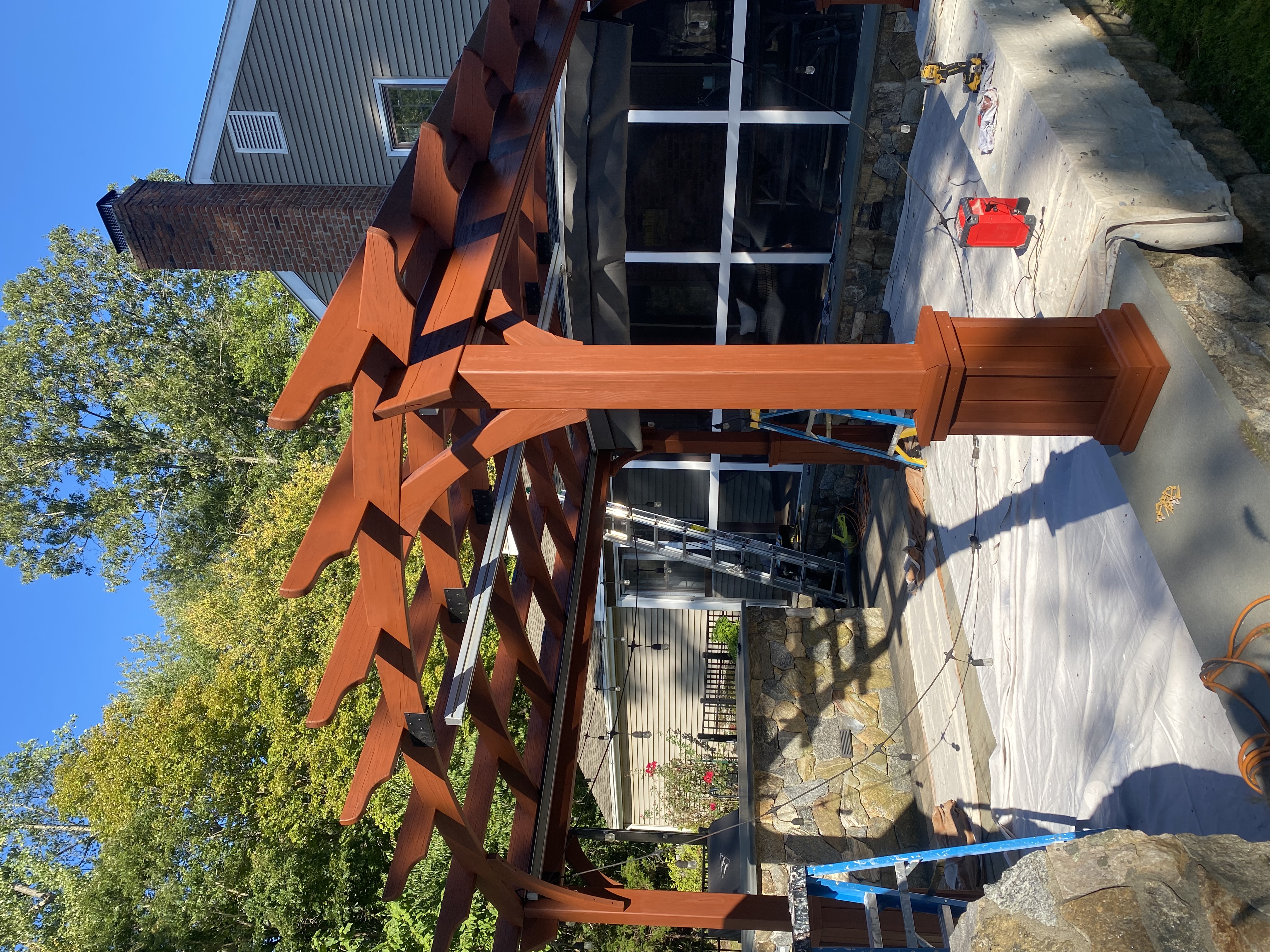 Pergola staining and wood restoration — Fairfield County CT