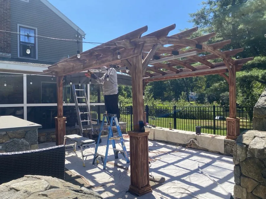 Pergola staining project by GPF Painting Service